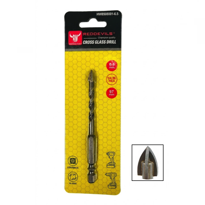 REDDEVILS CROSS GLASS Drill Bit (Ceramics & Glass) 1/4 HEX